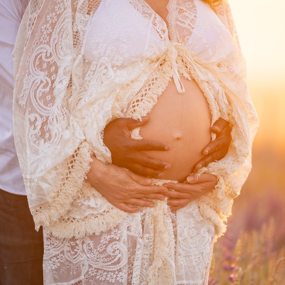 Boho Bohemian Maternity Photo Shoot Gown - Picture 2 of 6